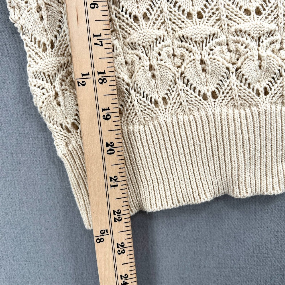 LINE + DOT Diane Sweater Womens Large Cream Crochet Ruffle Shoulder Round Neck - Picture 15 of 15